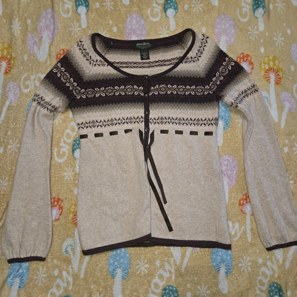 Eddie Bauer Women's Cardigan Merino Wool Blend Sweater Petite Small